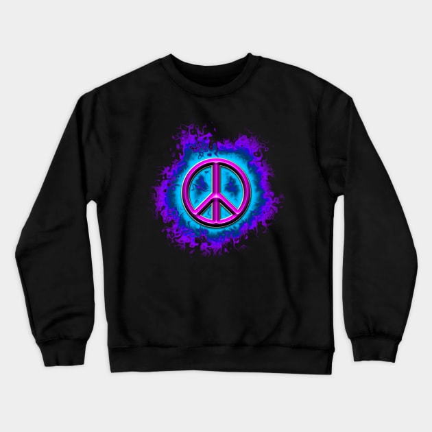 pink fire peace sign Crewneck Sweatshirt by DrewskiDesignz